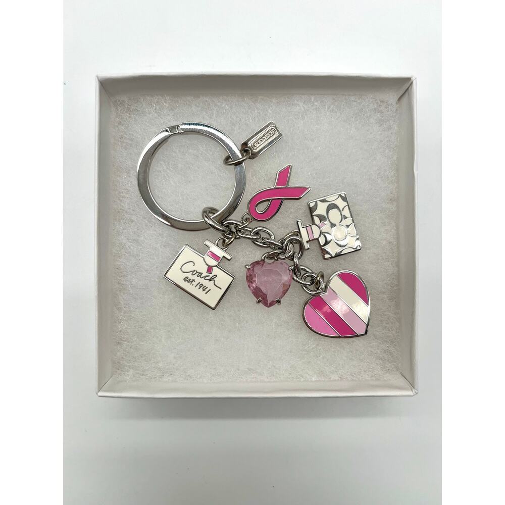 COACH Bag Charm, Breast Cancer Awareness, Pink Key Chain
